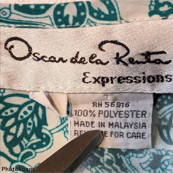 Vintage Oscar de la Renta expressions top size 8 paisley hidden buttons - Picture 5 of 10